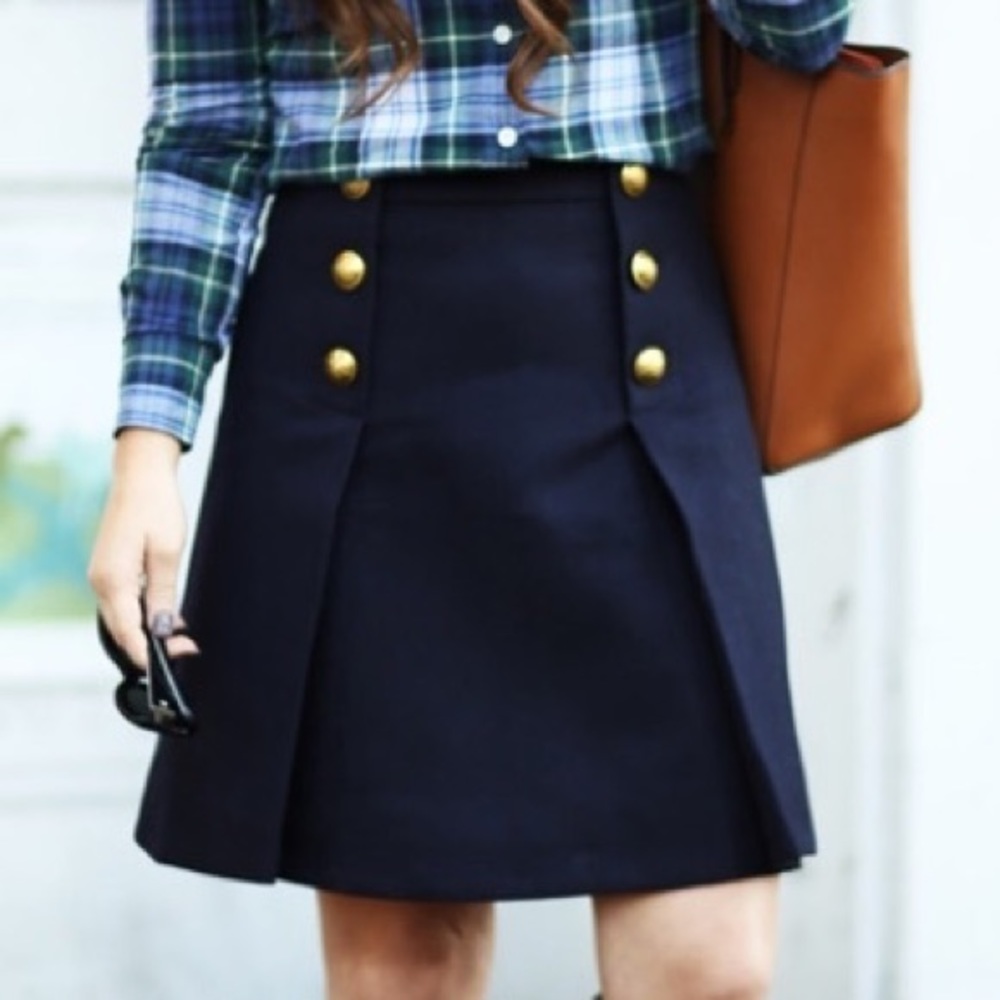 ⭐️NWT⭐️ J.Crew Navy Sailor Skirt-double serge wool